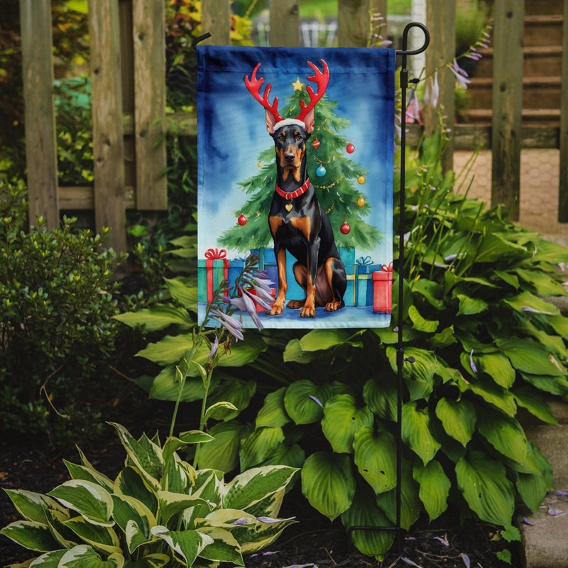 Drapeau de Noël renne de jardin, Doberman pinscher