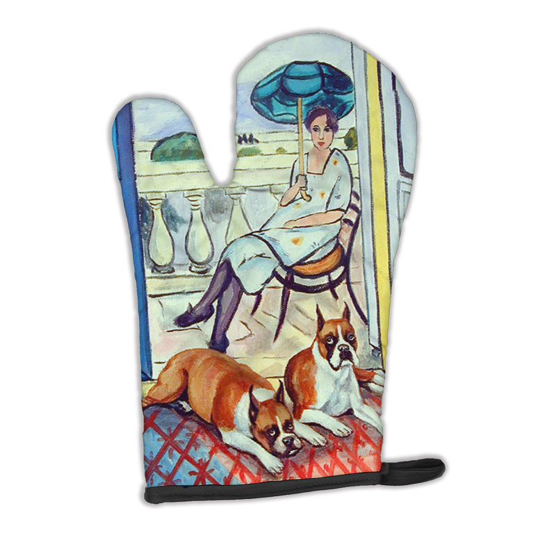 Caroline's Treasures Lady with Her Boxer Oven Mitt
