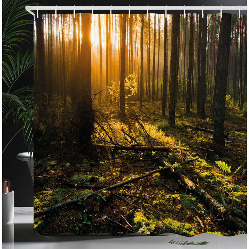 Shower Curtain with Hooks Included, 70"H x 69"W