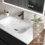 Meuble-lavabo flottant 30 po à simple cuve en noyer noir et noyer avec plateau en céramique blanche, 2 tiroirs souples-1214188100-1214188102-1214188103