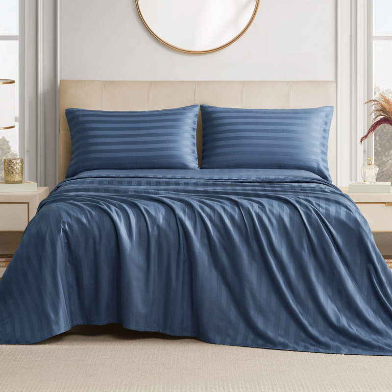 The Sheet Lab Regal Dreams Sheet Sets, Twin Sheet Set with 1 Pillowcase, Navy