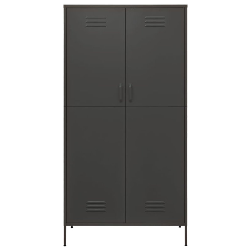 Branwell 2 Door Steel Wardrobe, Anthracite