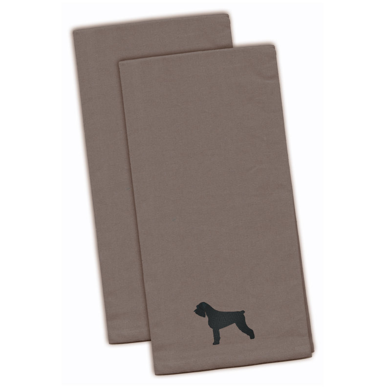 Serviette de cuisine à thé brodé schnauzer géant, Gris, H 28 po x l 19 po x P 0,1 po