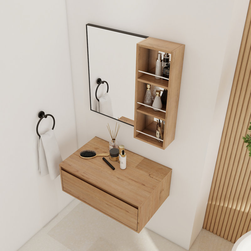 Coiffeuse 30 po avec miroir, armoire murale, imitation chêne