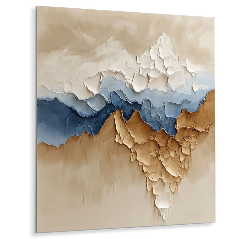 Sandstone Ridge - Tableau abstrait beige, imprimé sur métal, H 44 po x l 34 po