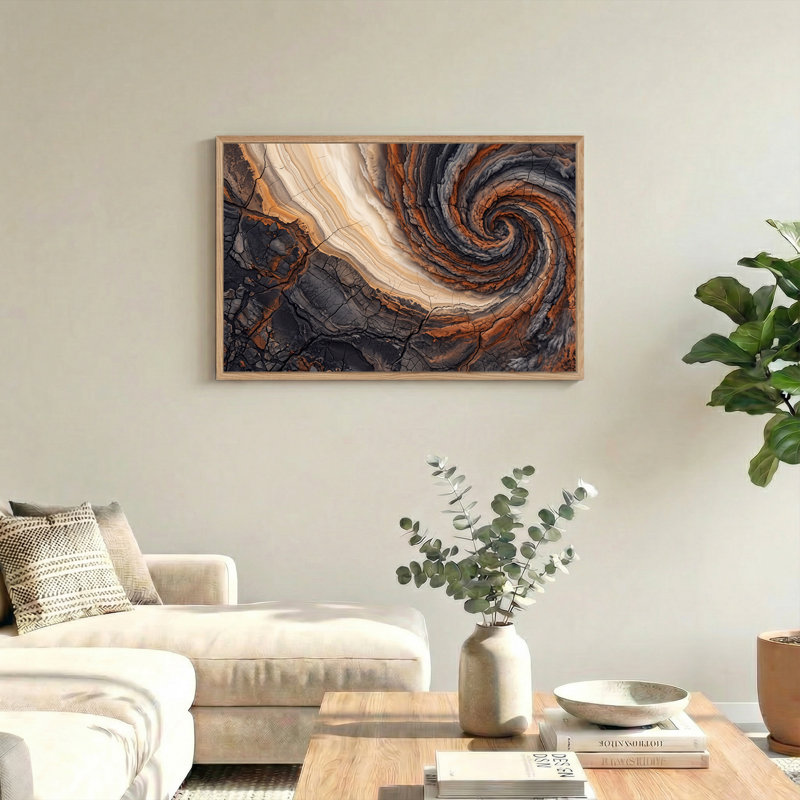 Art mural sur toile tourbillonnant de pierres rouillées et grises, 24"H x36"W