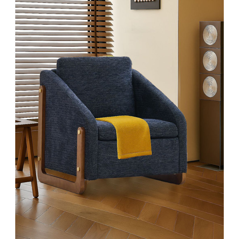 Chaise avec accoudoirs rembourrés Modern Chenille, Bleu