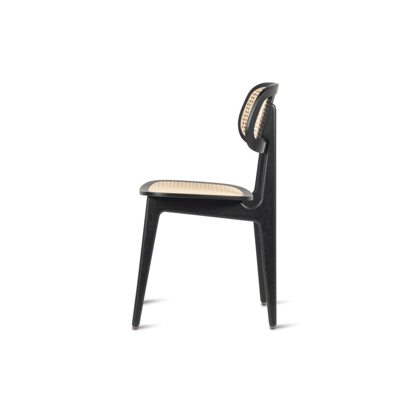 Titus Outdoor Dining Side Chair, Black/Oak