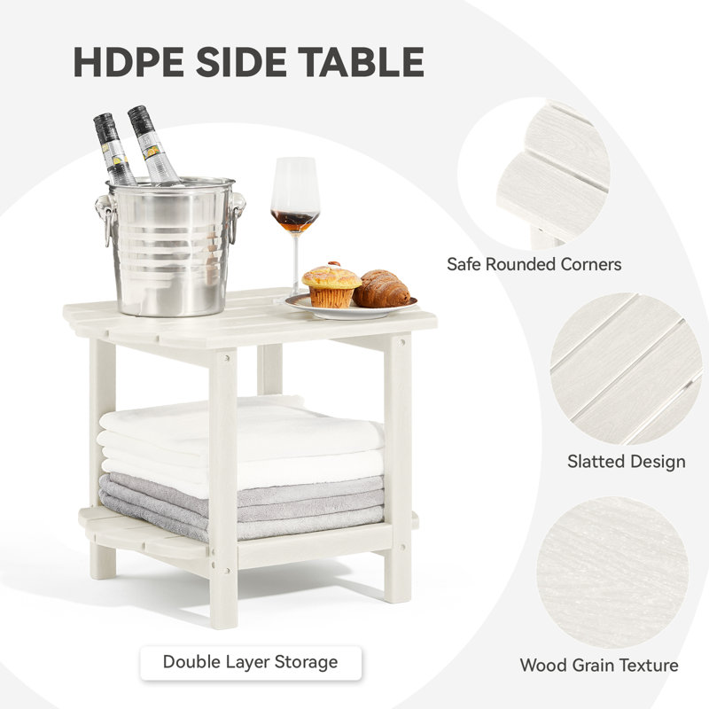 Maynerd Outdoor Side Table Patio End Table, White