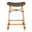 Tabouret de comptoir en selle de rotin et poly sans dossier, brun