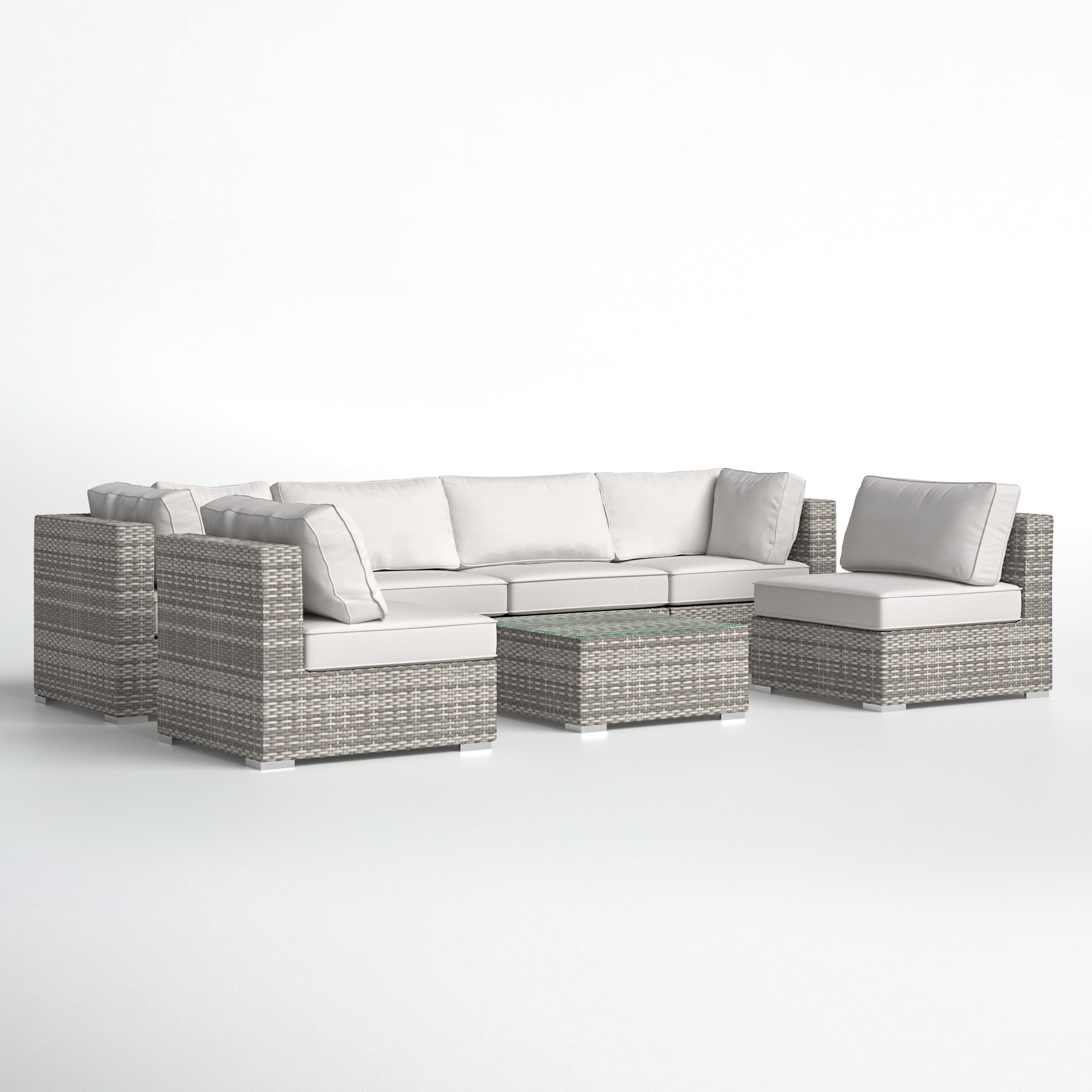 Estes Wicker Outdoor Fully Assembled 6 - Person Seating Group with Sunbrella Cushions, Canvas Canvas Sunbrella® Canvas