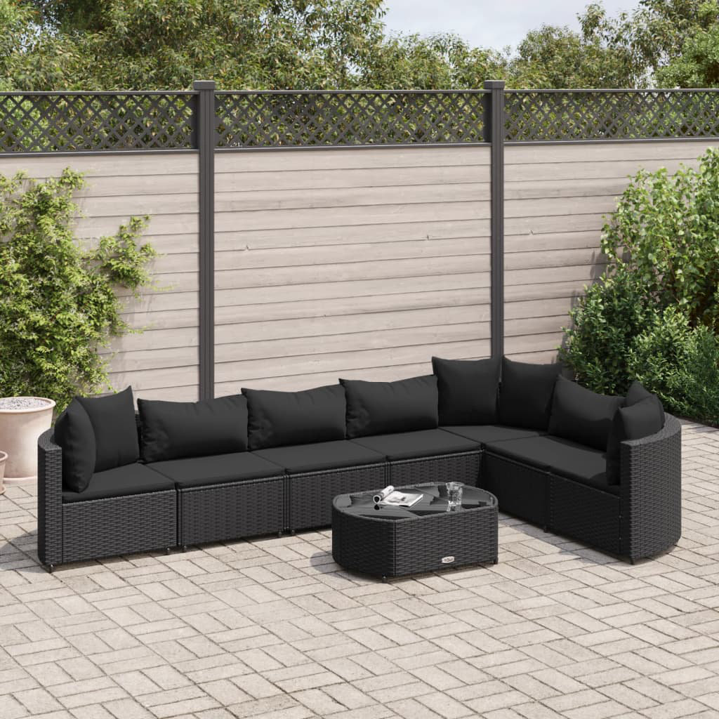 Vidaxl 8-Tlg. Garten-Sofagarnitur Mit Kissen Schwarz Poly Rattan