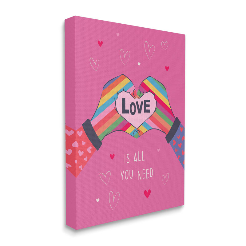 «Love is all phrase», art mural en forme de cœur arc-en-ciel XXL par Lisa Perry White, H 16 po x l 20 po, Toile tendue