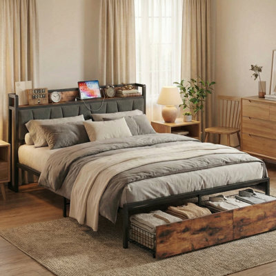 Zulema Upholstered Bookcase Storage Bed