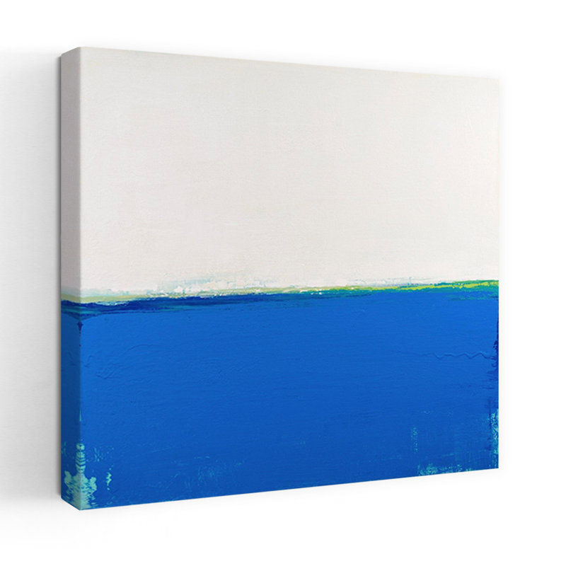 Art contemporain abstrait ouvert bleu, H 24 po x l 24 po