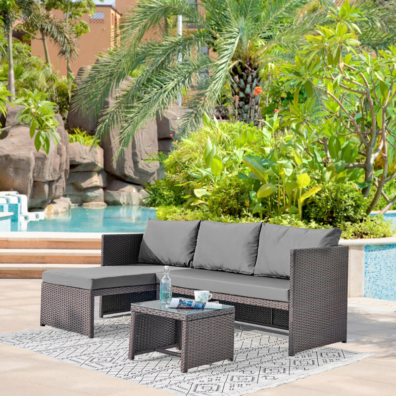 Ensemble modulaire 3 pièces Menton en brun et gris, Grey