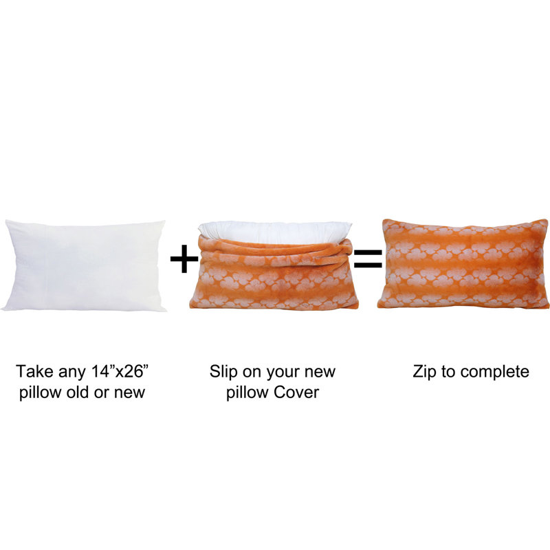 Floral Rectangular Lumbar Pillow Cover, Burnt Orange