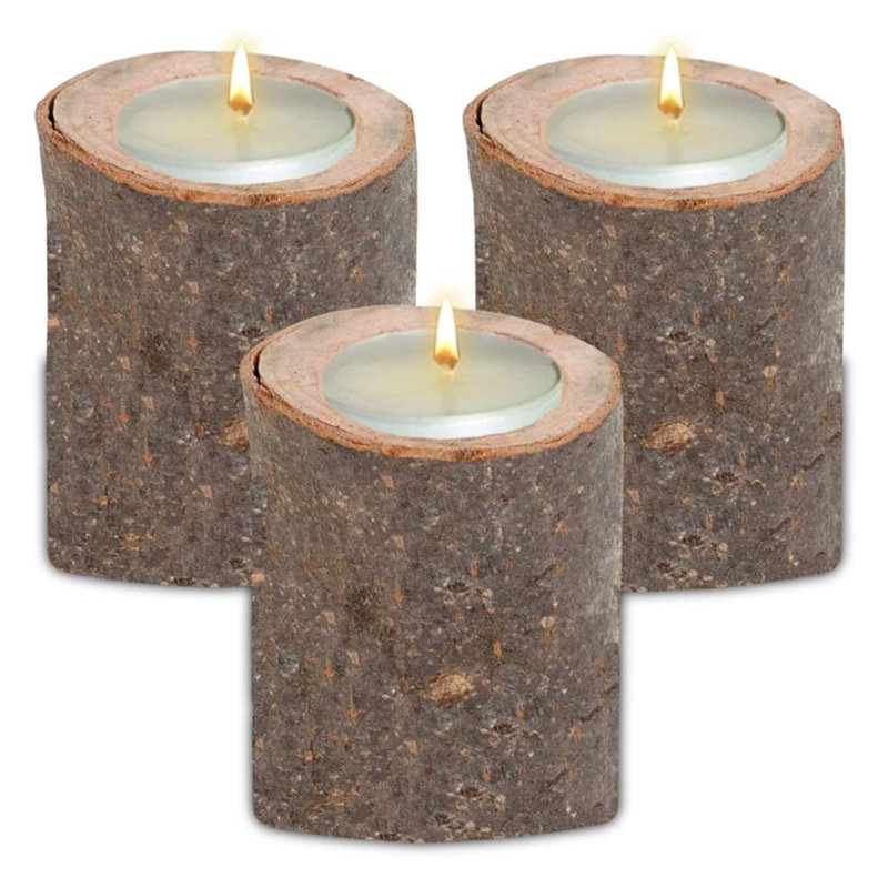 2'' H Wood Tabletop Tealight Holder, Large, Yes