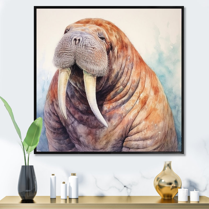" Wild Walrus ", Black Floater Framed, 16" H x 16" W x 1" D