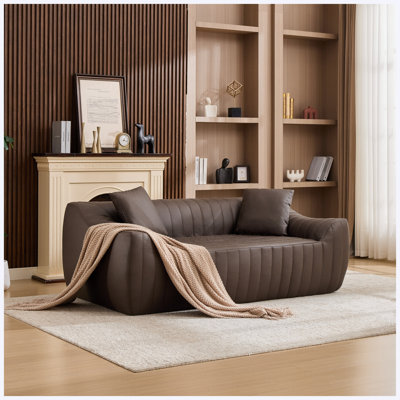 Loveseat Sofa with Pillows Faux Leather for Living Room, Apartment, Small Spaces