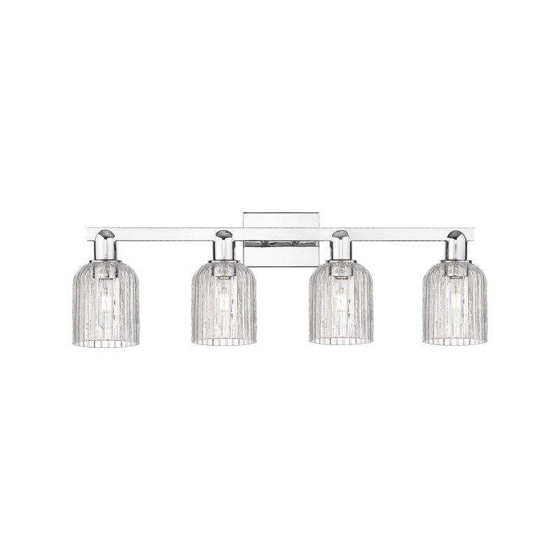 Downtown Urban - Franklin - Éclairage pour meuble-lavabo 4 lumières 32 po - Abat-jour tourbillon déco, Clair, Laiton antique