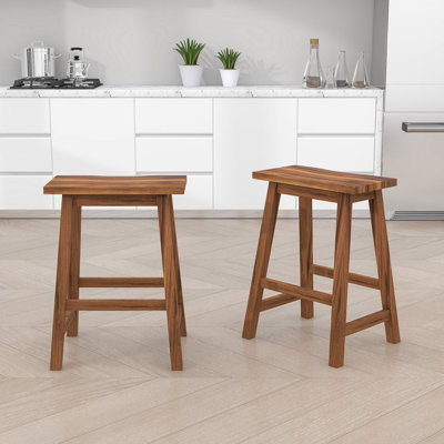 Brecia 2-pieces Wood Counter Height Kitchen Dining Stools
