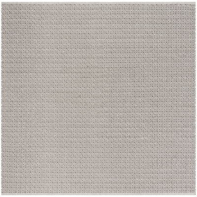 Tapis ivoire / gris en coton tissé à plat à la main Bester