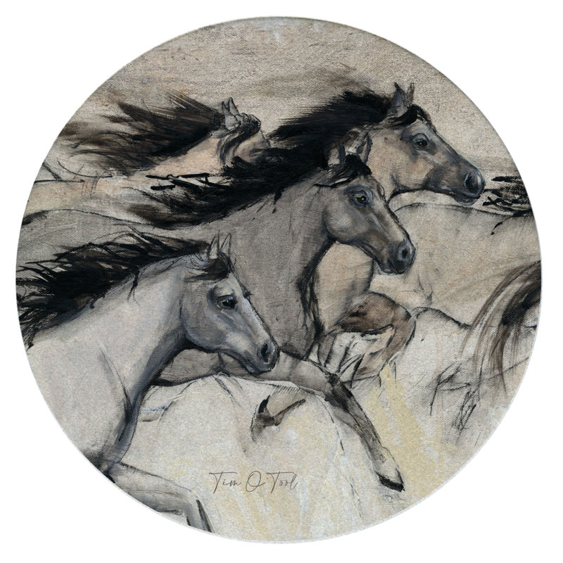 Ensemble de 4 sous-verres ronds en grès naturel Loon Peak® Horses in Motion