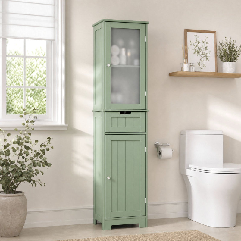 Armoire à linge Olvera l 15,7 po x H 67 po x P 11,8 po, Vert sauge