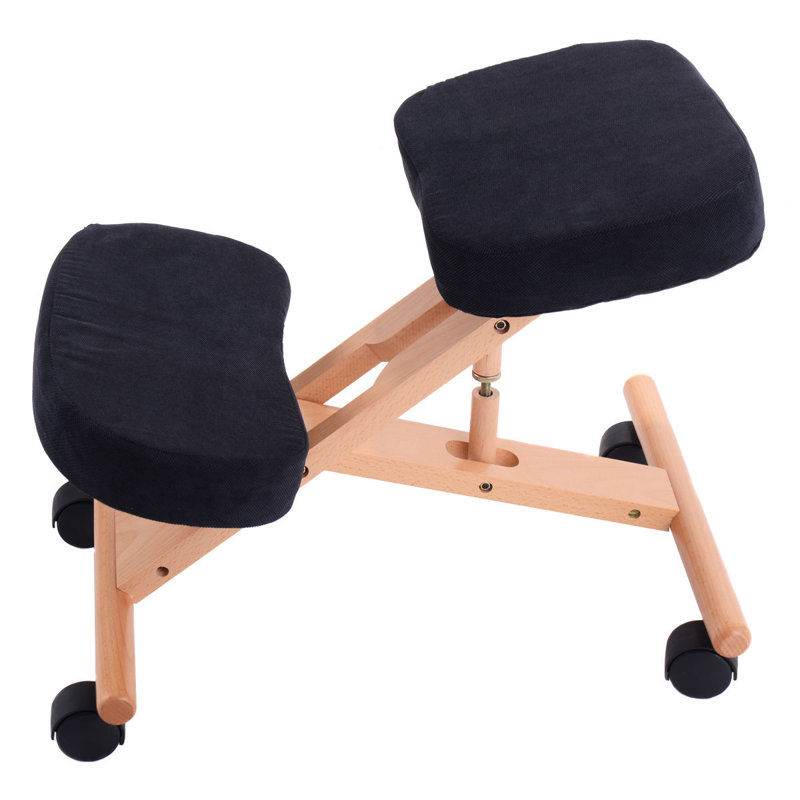 Adjustable Height Ergonomic Kneeling Chair Wheels, Black