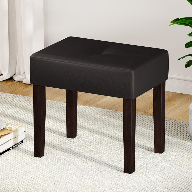 Tabouret de repose-pieds rectangulaire en cuir Nakendra, Cerisier, H 18,8 po x l 19,84 po x P 13,94 po