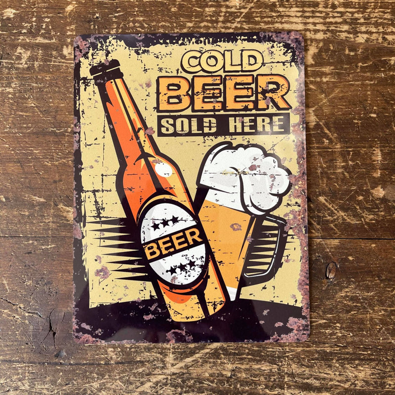 Beer Botle and Drink Metal Wall Décor, 20cm H x 15cm W