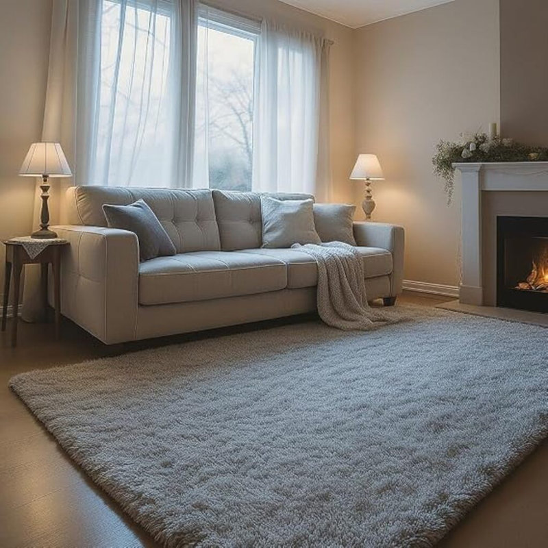 Rugs Living Room Anti Slip Carpet - Grey Area Rugs for Bedroom