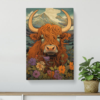 Highland Cow Nouveau No.2 - Wrapped Canvas