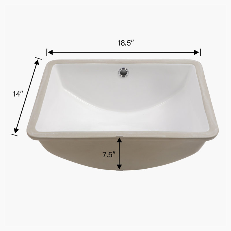 Lavabo de salle de bain rectangulaire en céramique blanche 14 "avec trop-plein Hewei