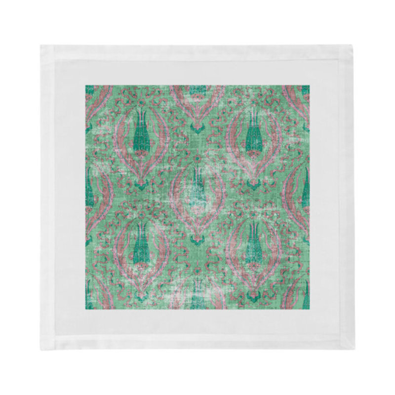 Byzantine Jewel Hemstitch 22" Linen/Cotton Napkin, Green