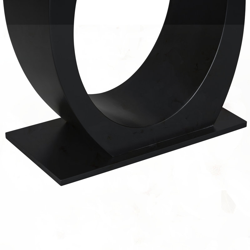 Stylish Modern Console Table with Egg-Shaped Base, Black