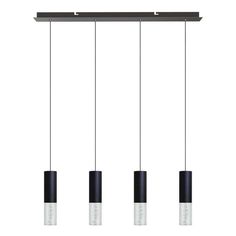 Luminaire suspendu linéaire à 4 lumières pour îlot de cuisine Rathi, Noir