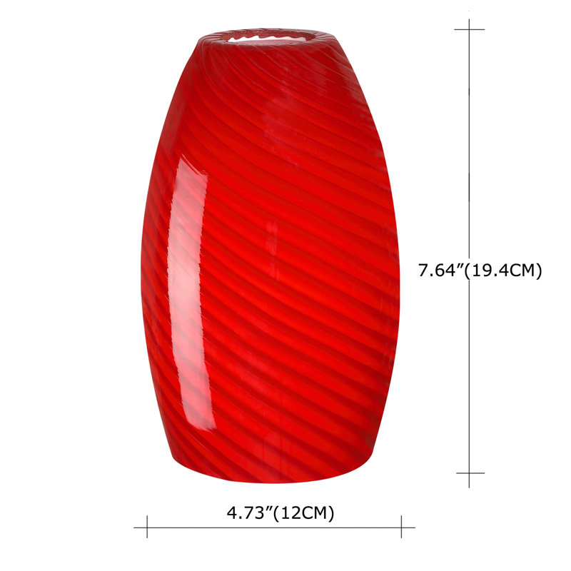 Abat-jour ovale en verre 7,64 po avec tourbillon rouge