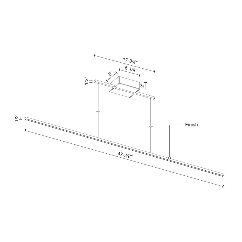 Vega 1 - Light LED Pendant, 123" H x 47.37" W x 1.5" D, White