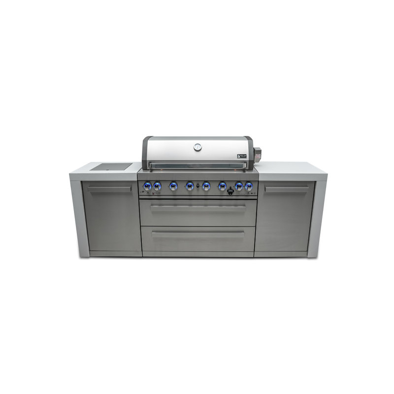 Mont Alpi MAi805-D 44-inch 6-Burner Stainless Steel Outdoor Modular Kitchen BBQ Island Gas Grill