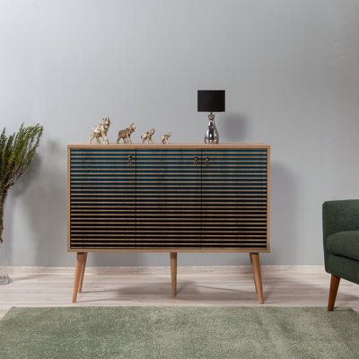 Modern Console Table with Multi-Shelf Storage, Sonoma Oak Finish, 47.2 x 35.4 x 14.2 inches | 100% Melamine Coated Particle Board, Hornbeam Legs, UV Coating, Wall-Mountable | Perfect for Home Office & Living Room