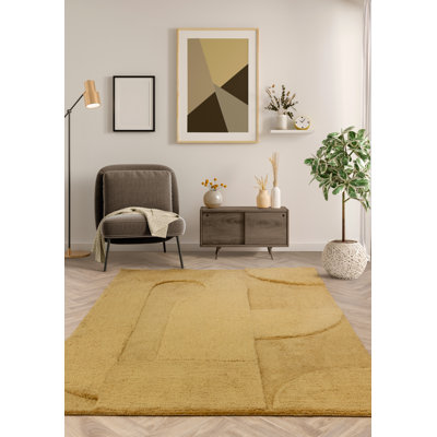 Claverton Cozy Geometric Tufted Yellow Area Rug