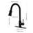 Matte Black Kitchen Faucet With Pull-Down , Stainless Steel, Single Handle, 3 Water Output Modes, Pull Down Faucet, Black, Settings, Robust Build-1963405420