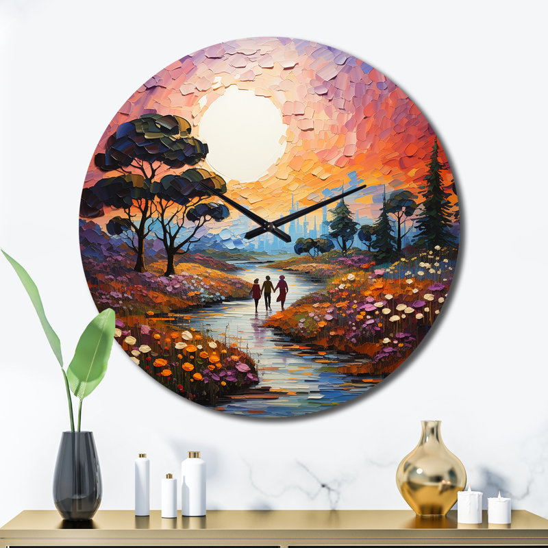 Horloge murale romantique paysage romantique, Très grand