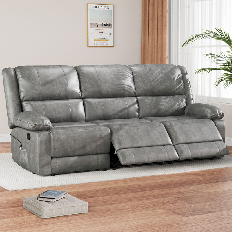73.6 '' Wide Pillow Top Arm Reclining Sofa, Gray
