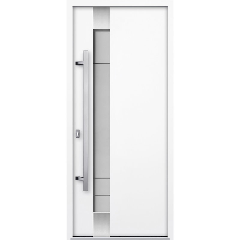 Porte avant en acier pré-suspendue à l'avant / deux inserts en émail blanc 1713 / simple peinte de style moderne - l 36 po x H 80 po - droitier