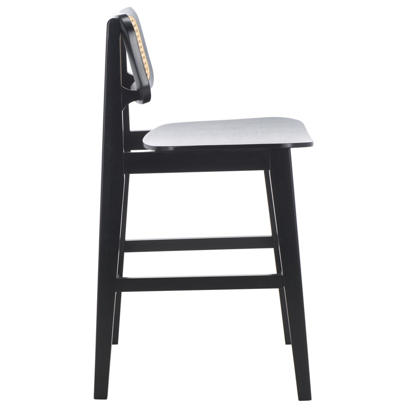 Luz Cane Counter Stool, Black/Natural