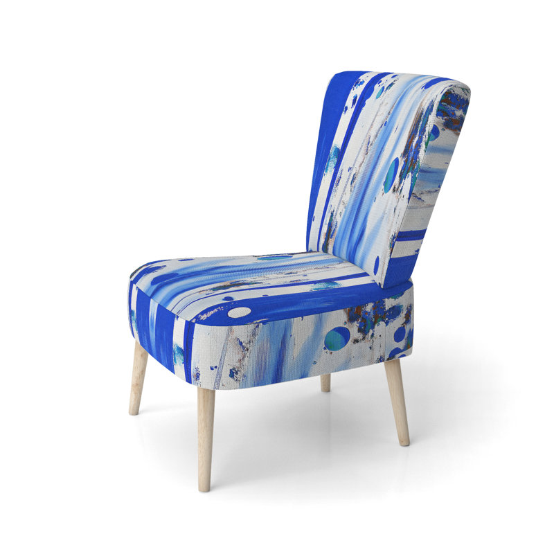 Chaise d'appoint, motif floral beige tapissé - motif floral beige II, Bleu / blanc