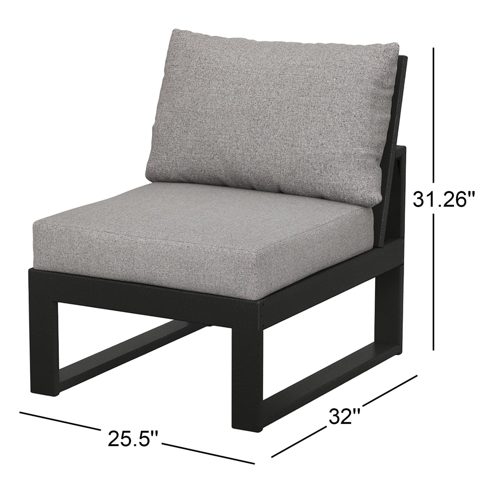 Edge Modular Armless Chair, Grey Revolution®, Black